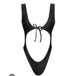 Hard Swimwear Sporty Black One Piece Swimsuit Size XS Tie Front